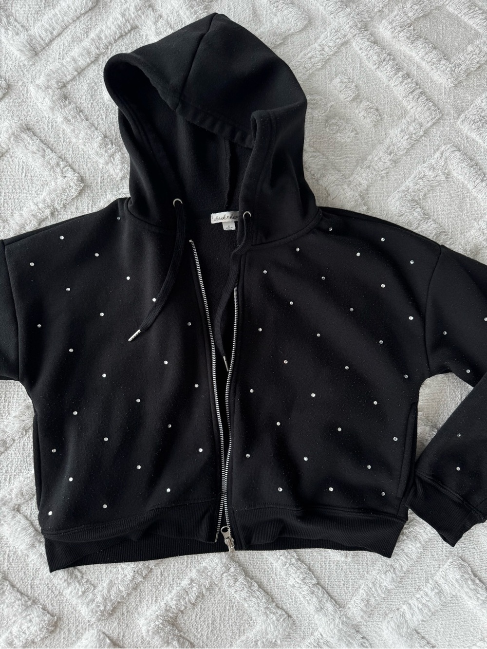 Black Rhinestone Zip Hoodie 💎 | Size Medium
